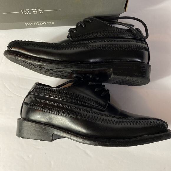 Boys Black Oxford Stacy Adams Shoes Size 7M - Picture 4 of 7